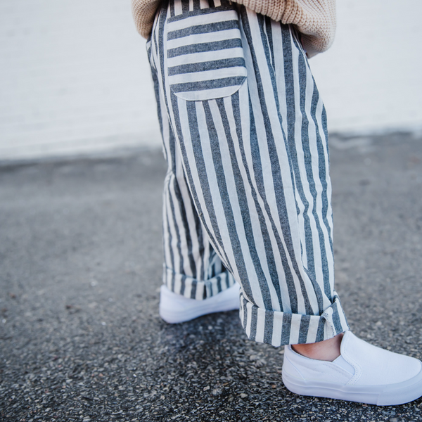 RESORT PANTS - CHARCOAL STRIPED