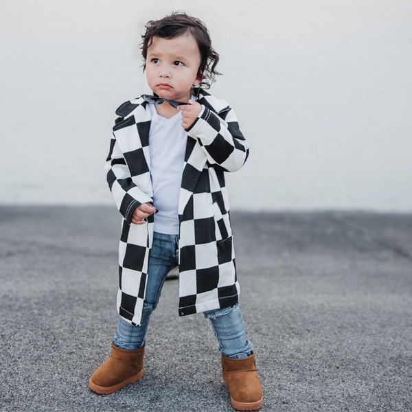 WHITE AND BLACK LONGLINE CARDIGAN (PREORDER)